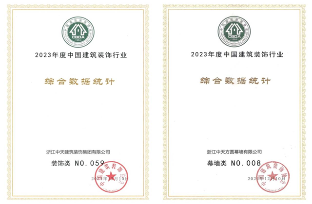 AG旗舰厅装饰集团位列2023年度中国建筑装饰企业百强59位、幕墙百强第8位